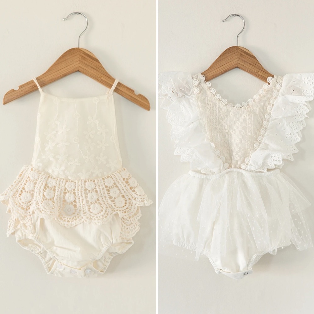 2 baby girl rompers
